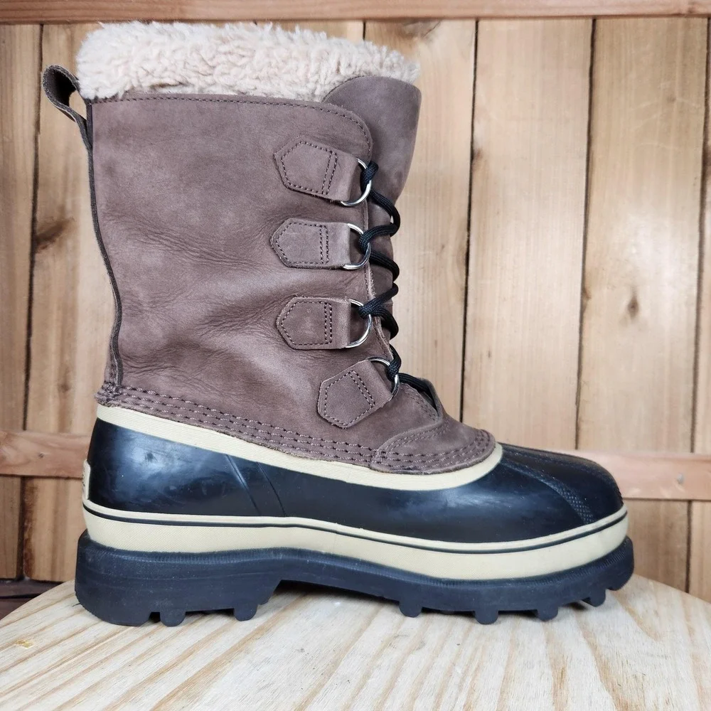 Sorel Caribou NM1000-238 Boots Mens 8.5 Brown Nubuck Waterproof Insulated Snow‎